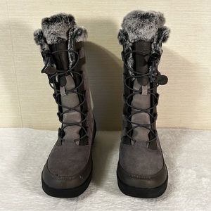 Thermolite Ecomode Youth Girls Snow Boots Size 5 Gray Faux Fur Lined